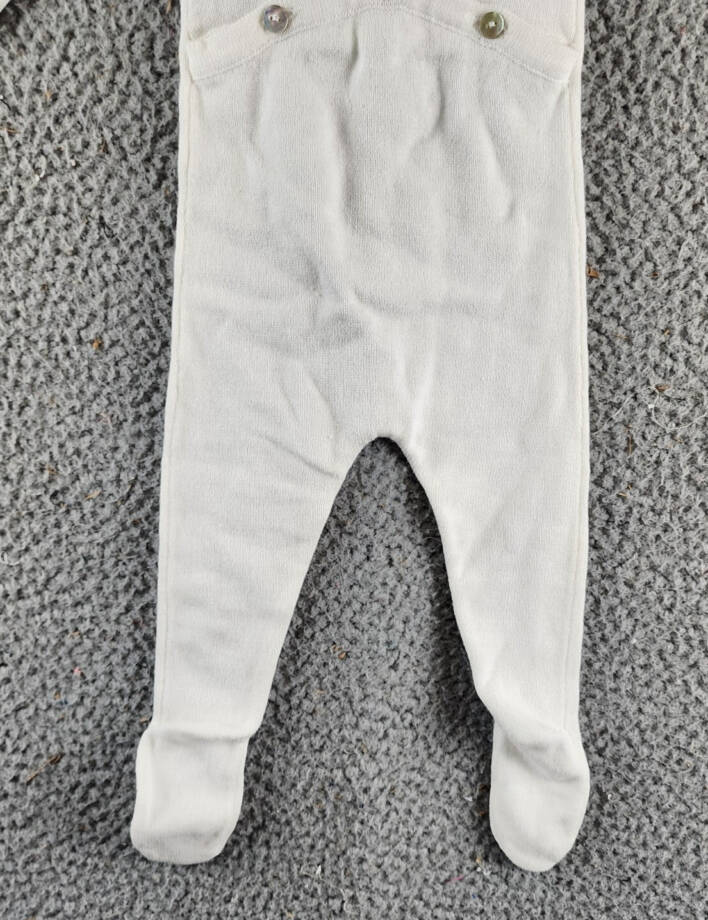 Maniere Noovel Knit Cotton Footed Coverall Baby Girls' 6M Ivory Crewneck Ruffled