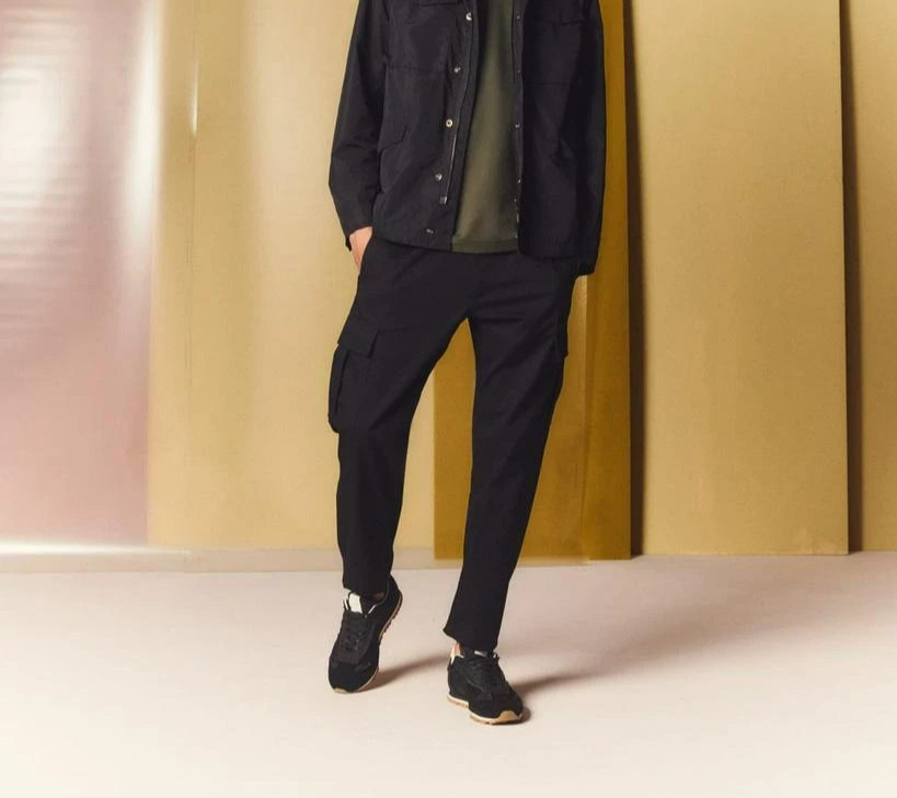 Theory Straight Twill Cargo Pants Men's 30 Black Side Pockets Button Zip Closure