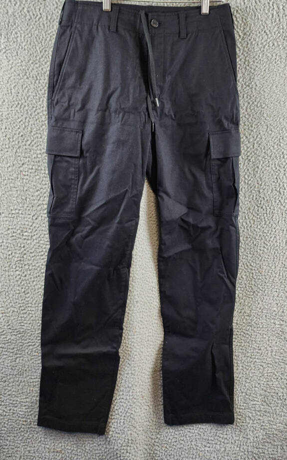 Theory Straight Twill Cargo Pants Men's 30 Black Side Pockets Button Zip Closure