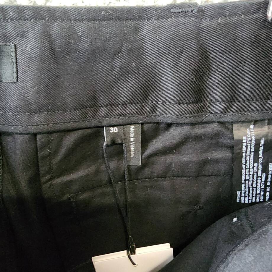 Theory Straight Twill Cargo Pants Men's 30 Black Side Pockets Button Zip Closure