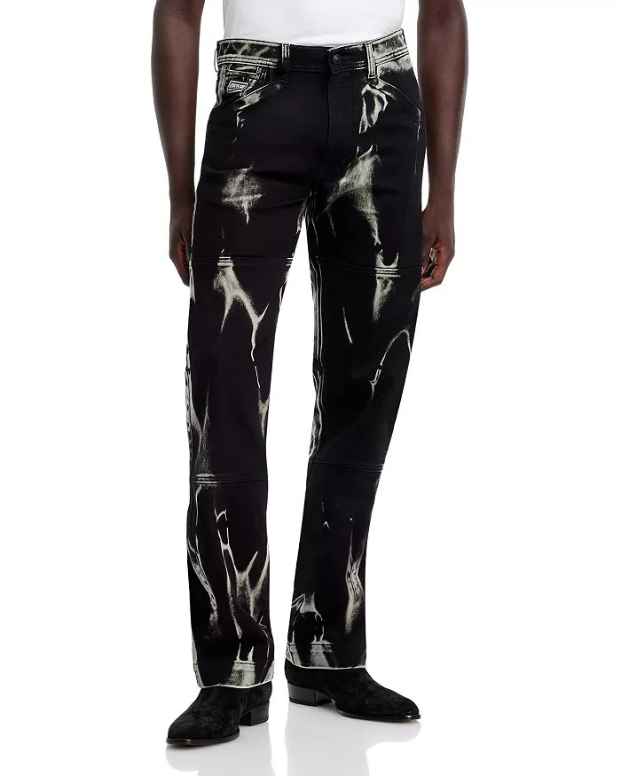 Versace Jeans Couture Regular Fit Jeans Men's 30 Bleached Black Denim Button Zip