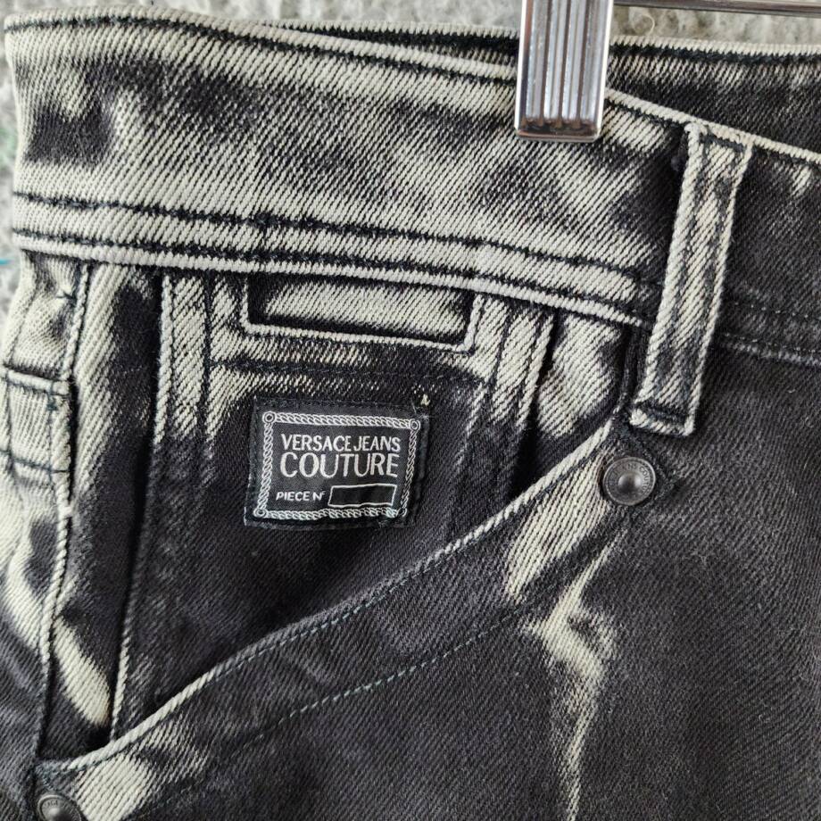 Versace Jeans Couture Regular Fit Jeans Men's 30 Bleached Black Denim Button Zip