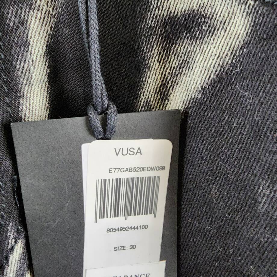 Versace Jeans Couture Regular Fit Jeans Men's 30 Bleached Black Denim Button Zip