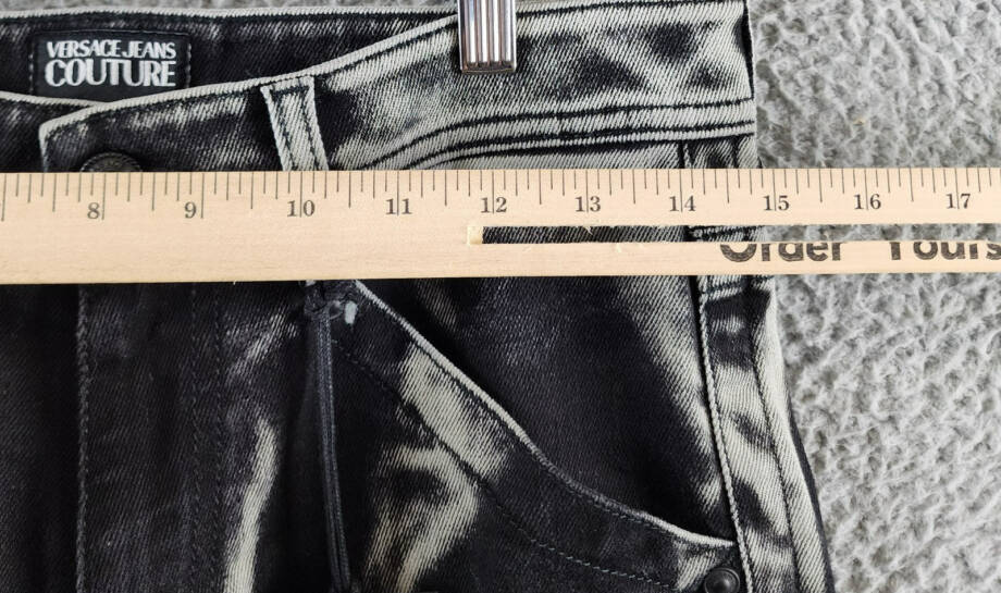 Versace Jeans Couture Regular Fit Jeans Men's 30 Bleached Black Denim Button Zip