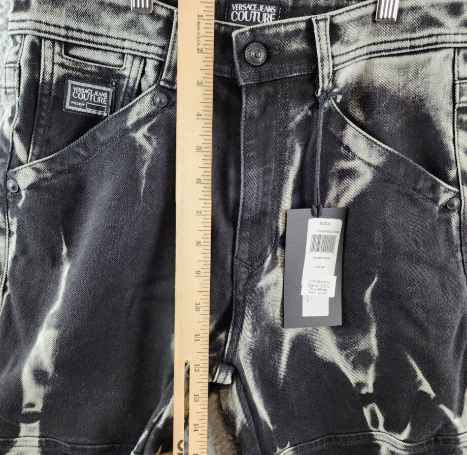 Versace Jeans Couture Regular Fit Jeans Men's 30 Bleached Black Denim Button Zip