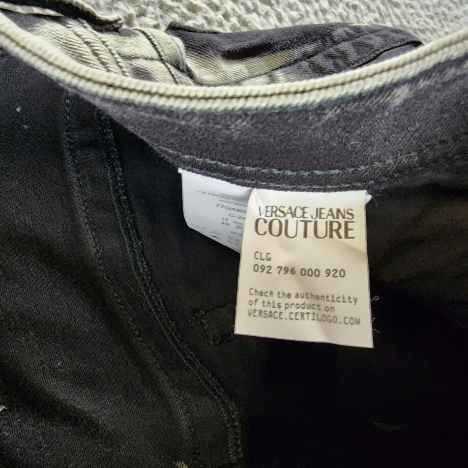 Versace Jeans Couture Regular Fit Jeans Men's 30 Bleached Black Denim Button Zip