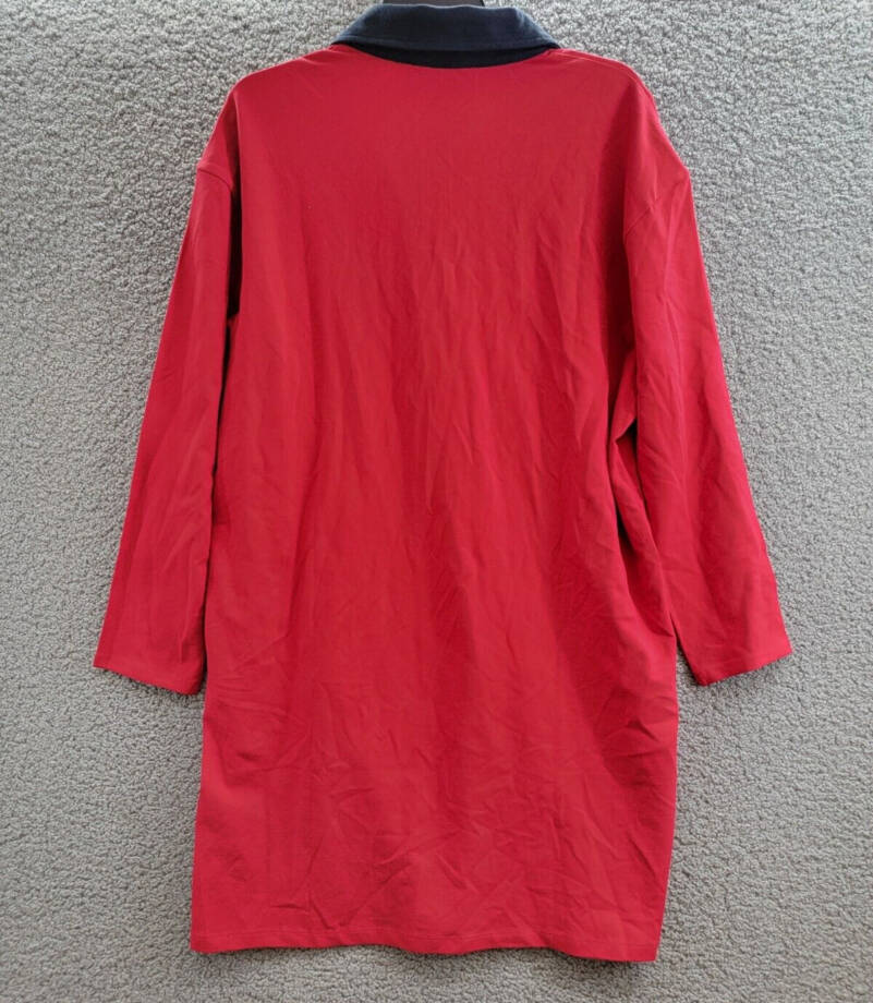 Tommy Hilfiger Pique Rugby Shift Dress Women's XL Chili Pepper Collared L/S