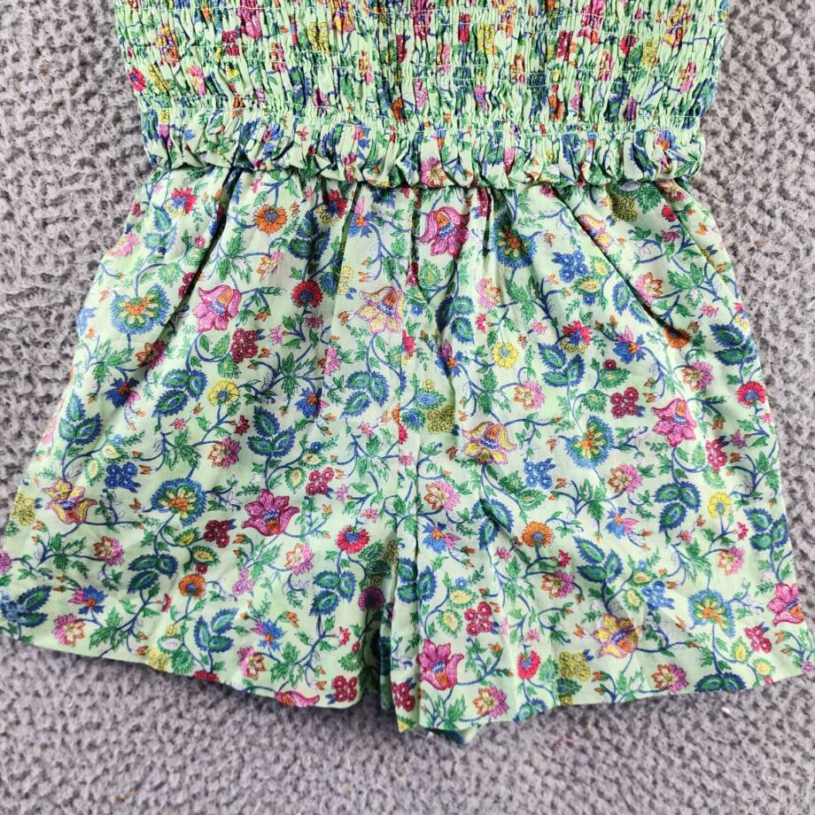 Polo Ralph Lauren Floral Smocked Batiste Romper Girls 6 Multicolor Straight Neck