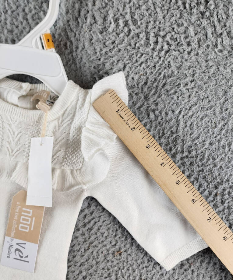 Maniere Noovel Knit Cotton Footed Coverall Baby Girls' 6M Ivory Crewneck Ruffled