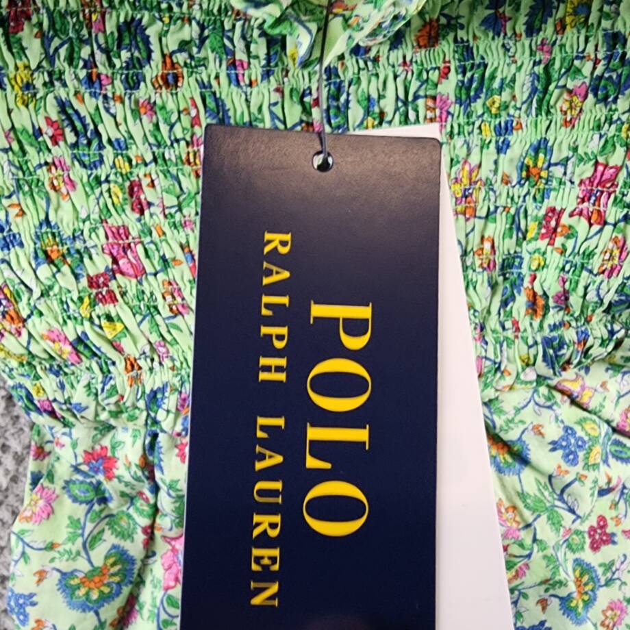 Polo Ralph Lauren Floral Smocked Batiste Romper Girls 6 Multicolor Straight Neck