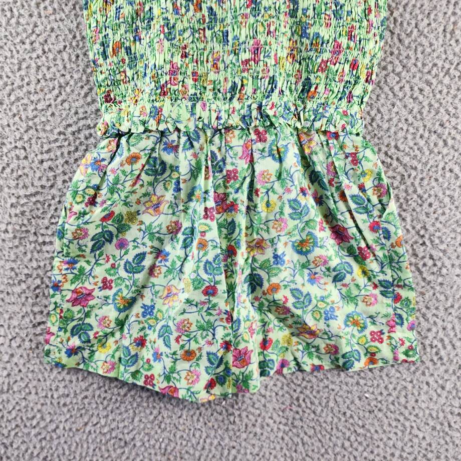 Polo Ralph Lauren Floral Smocked Batiste Romper Girls 6 Multicolor Straight Neck