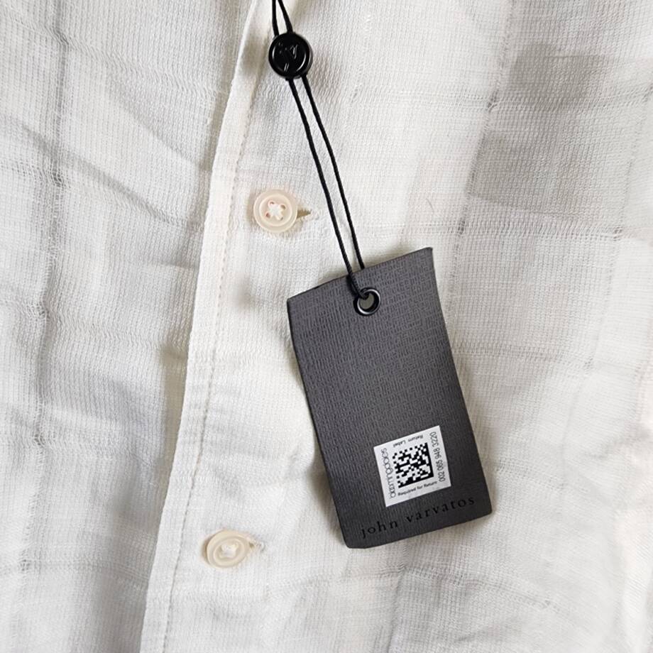 John Varvatos Danny Linen Blend Regular Fit Button Up Camp Shirt Men's S White