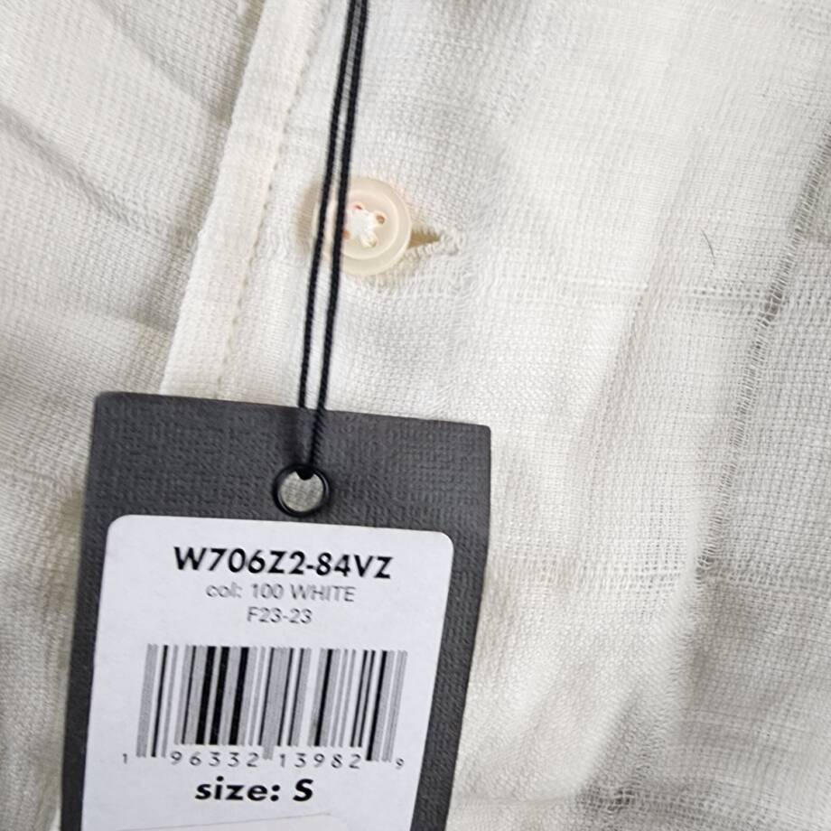 John Varvatos Danny Linen Blend Regular Fit Button Up Camp Shirt Men's S White