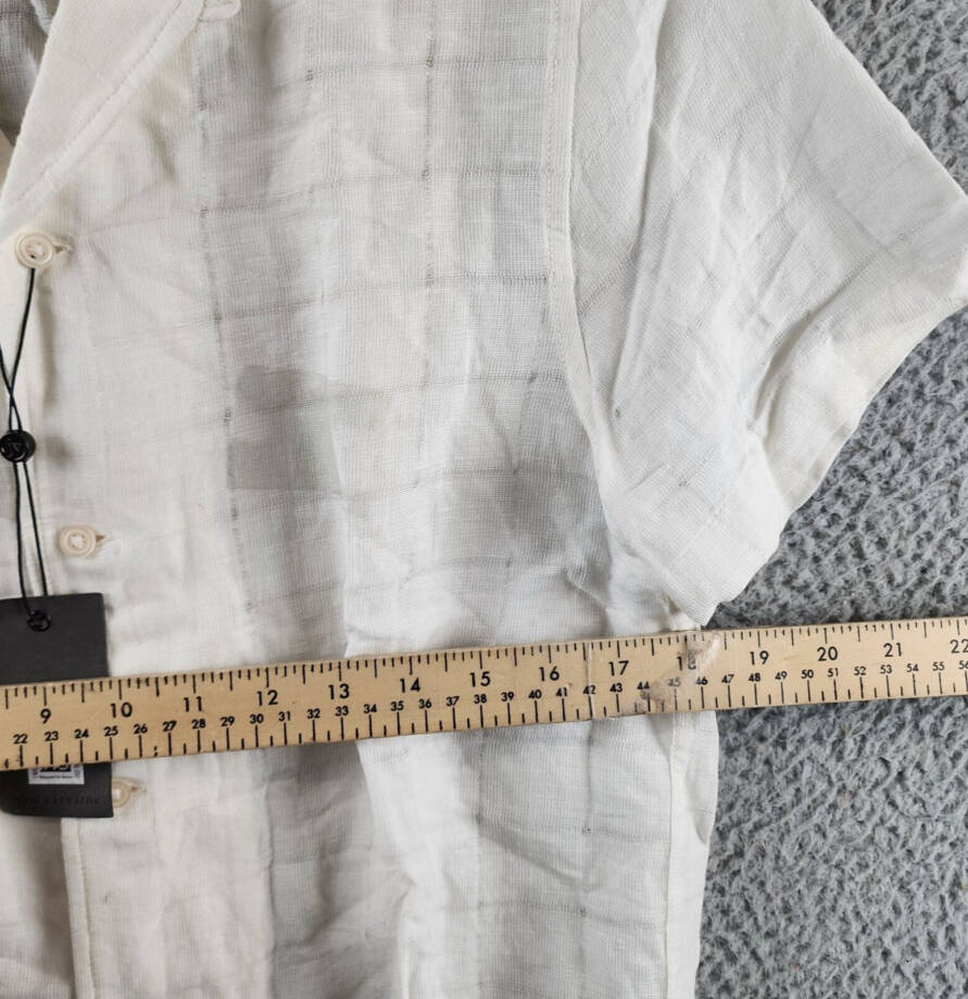 John Varvatos Danny Linen Blend Regular Fit Button Up Camp Shirt Men's S White