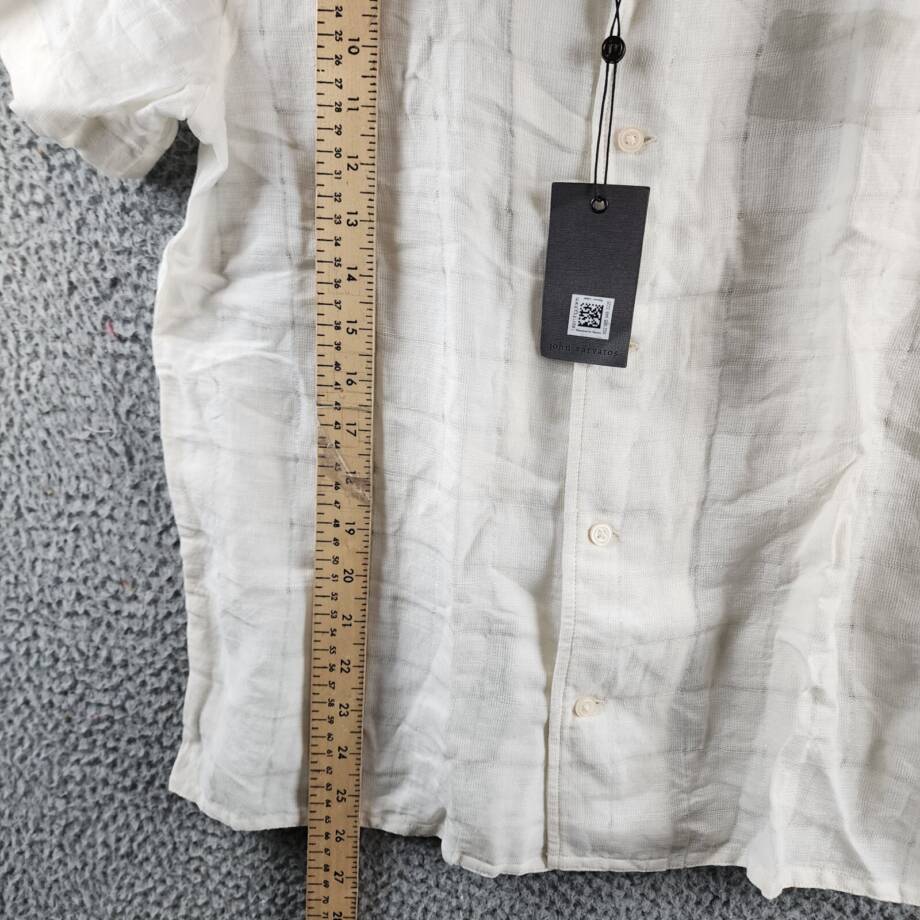 John Varvatos Danny Linen Blend Regular Fit Button Up Camp Shirt Men's S White