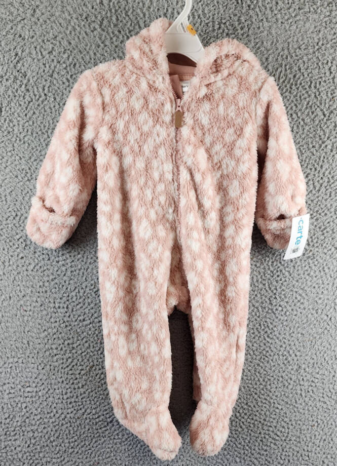 Carter's Leopard-Print Faux-Sherpa Footed Pram Coverall Baby Girls' 9M Pink