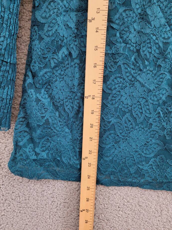 Charter Club Tiered Lace Top Women's XS Deep Pine Floral V-Neck Quarter Sleeve