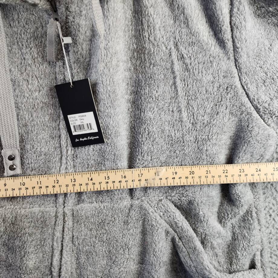 White Mark Plus Size Hooded Sherpa Jacket Women's 3XL Gray Zipper Closure L/S~