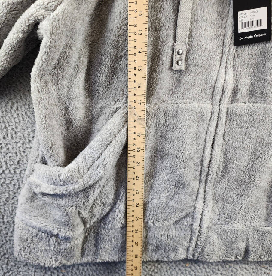 White Mark Plus Size Hooded Sherpa Jacket Women's 3XL Gray Zipper Closure L/S~