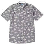 Salt Life Fish N Bones Short-Sleeve Button-Front Shirt Men's S Gray Collared