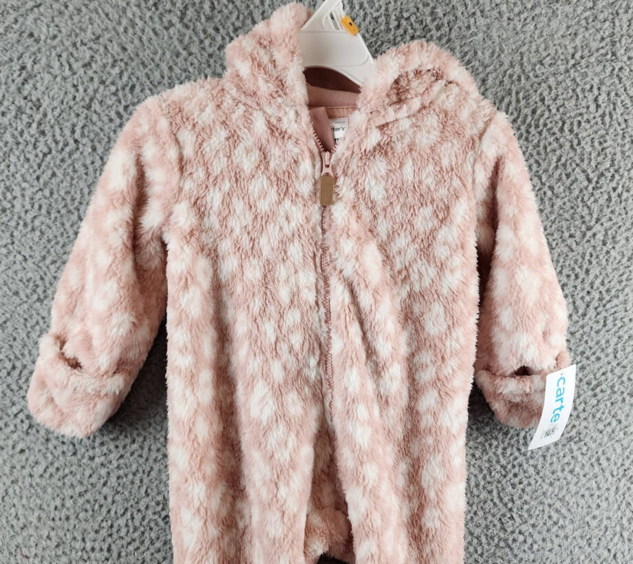 Carter's Leopard-Print Faux-Sherpa Footed Pram Coverall Baby Girls' 9M Pink