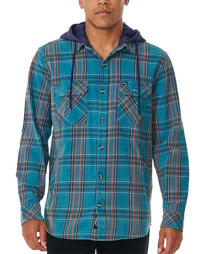 RIP CURL Ranchero Flannel Long Sleeve Shirt Men's M Blue Multi Button-Front