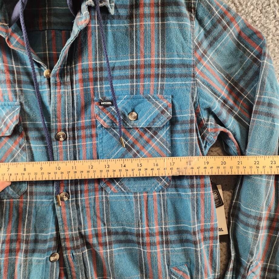 RIP CURL Ranchero Flannel Long Sleeve Shirt Men's M Blue Multi Button-Front