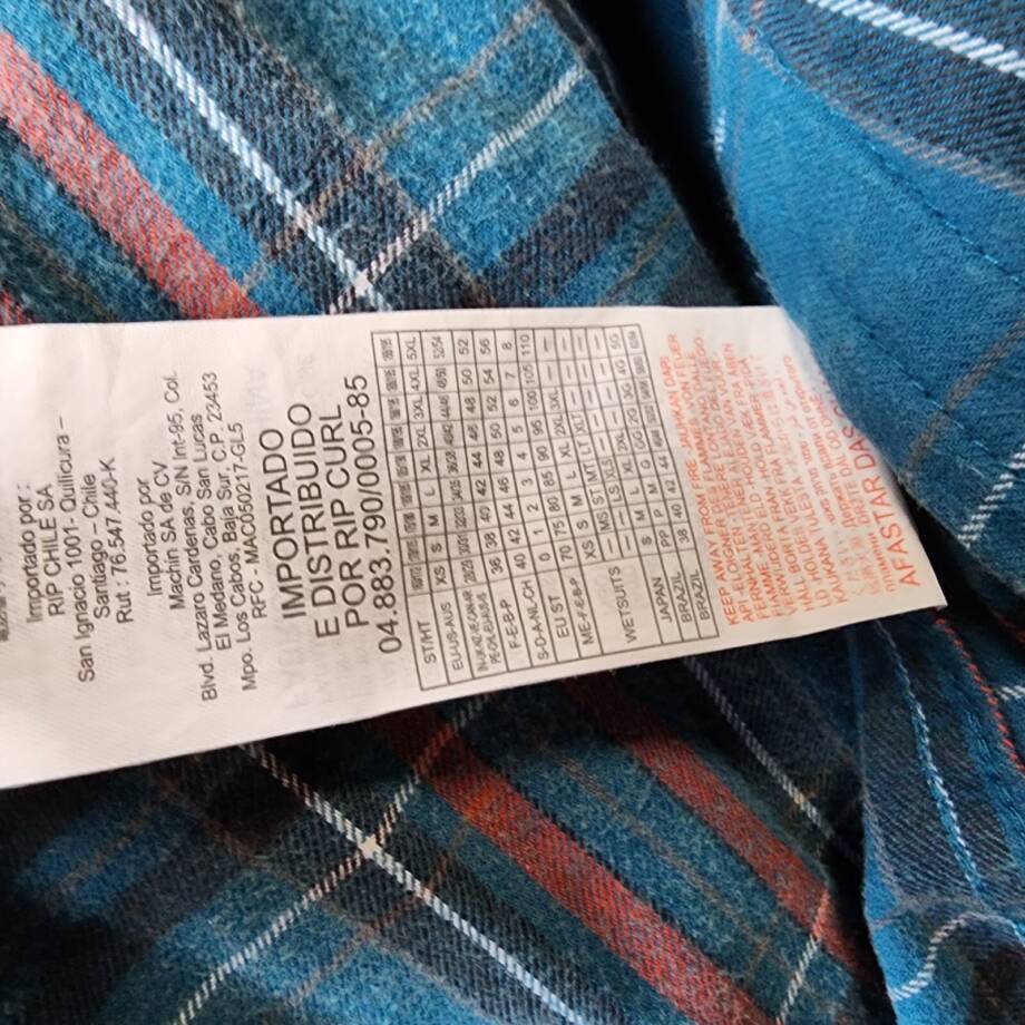 RIP CURL Ranchero Flannel Long Sleeve Shirt Men's M Blue Multi Button-Front
