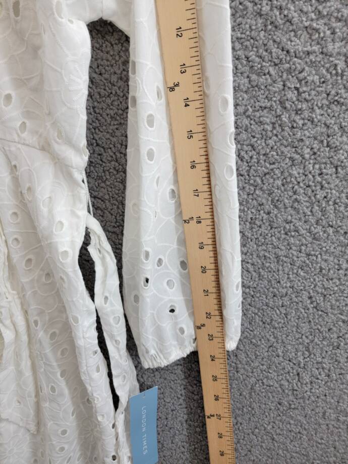 London Times Scoop Neck A-line Sash Tie Summer Dress Women's 10 White Back Zip