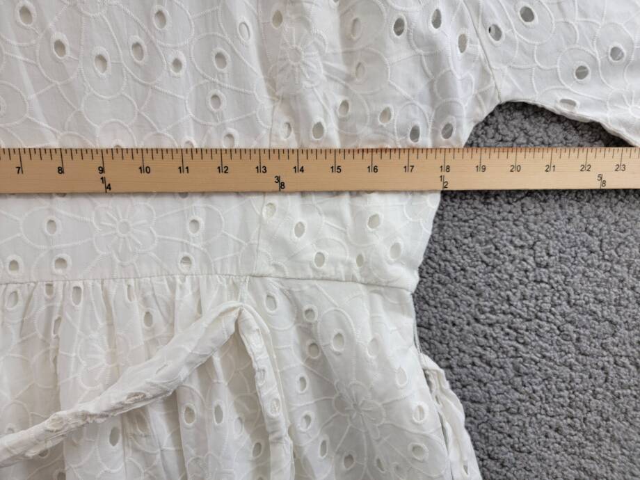 London Times Scoop Neck A-line Sash Tie Summer Dress Women's 10 White Back Zip