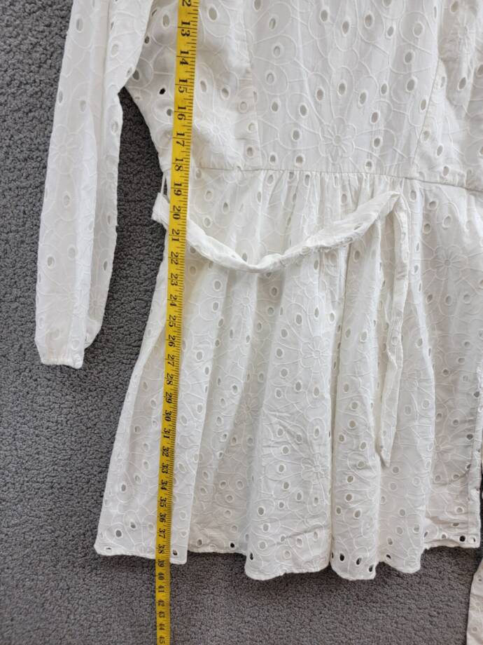 London Times Scoop Neck A-line Sash Tie Summer Dress Women's 10 White Back Zip