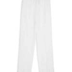 AQUA Wide Leg Eyelet Pants Girls S 7/8 White Fixed-Tie Elastic Waist Pull On