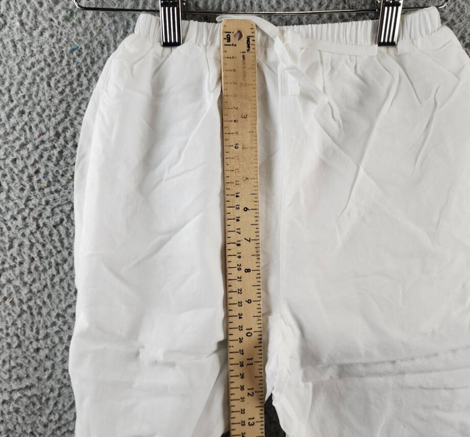 AQUA Wide Leg Eyelet Pants Girls S 7/8 White Fixed-Tie Elastic Waist Pull On