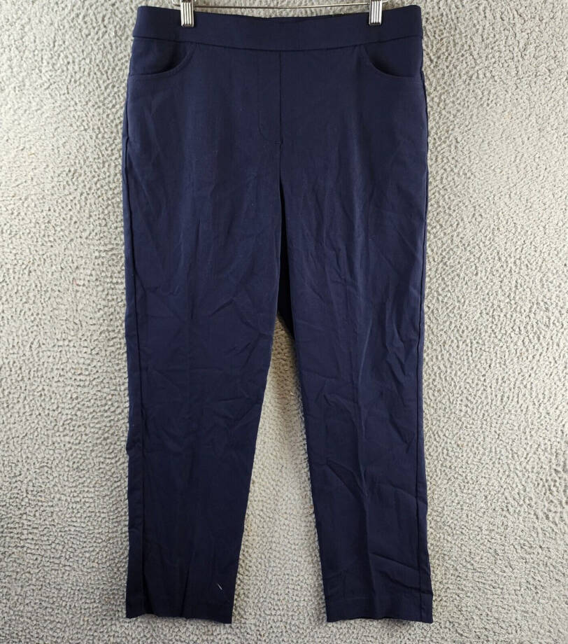 Alfred Dunner Petite Allure Proportioned Pants Women's 8P Navy Elastic Waist