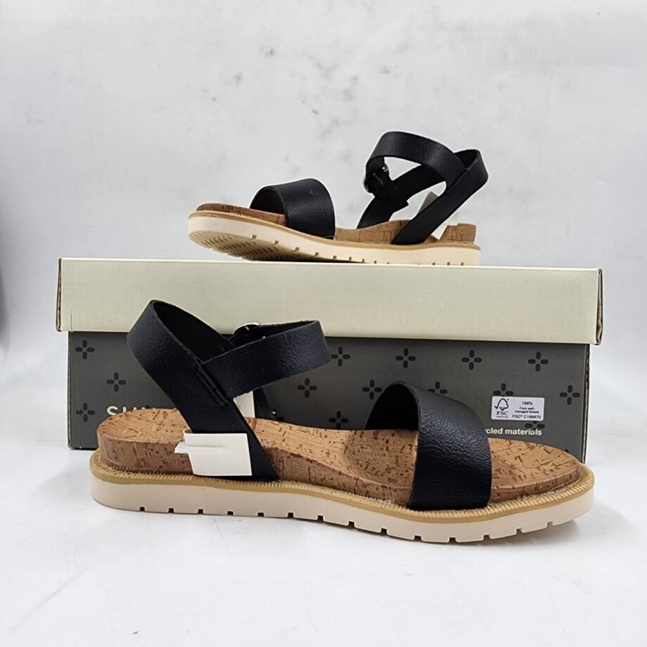 Sun + Stone Madie Sandals Little Girls 13M Black Open Toe Adjustable Strap