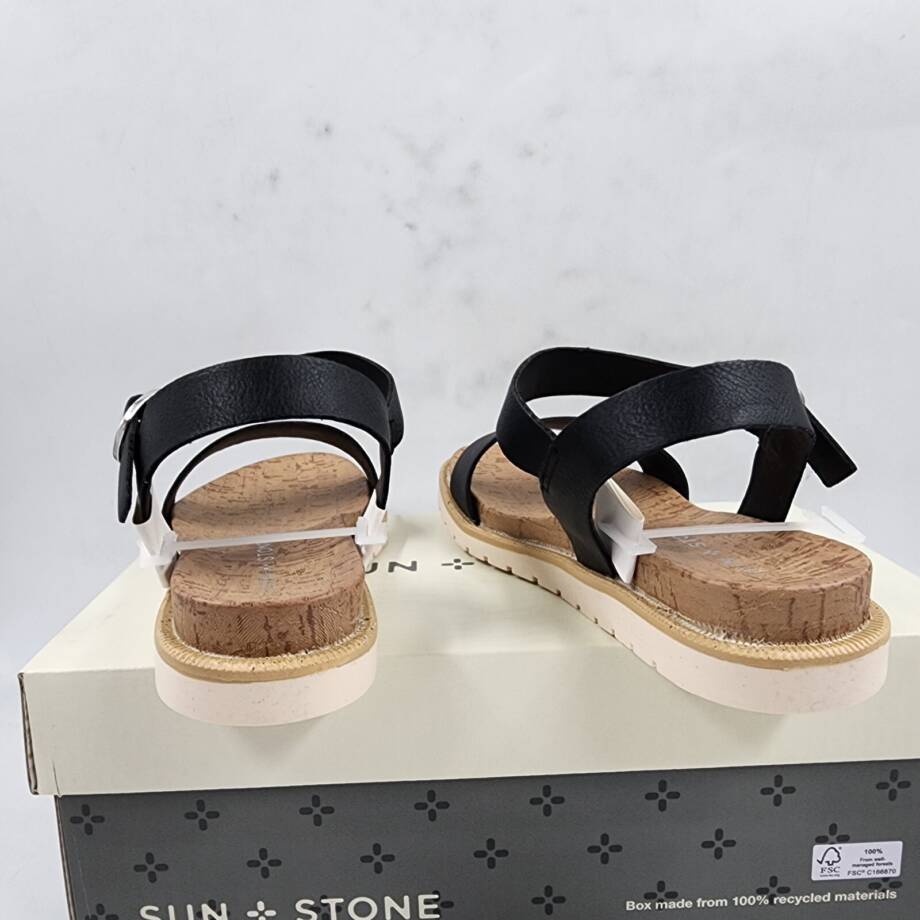 Sun + Stone Madie Sandals Little Girls 13M Black Open Toe Adjustable Strap