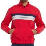 Reebok Retro Colorblocked Quarter-Zip Popover Men's L Vector Red Kangaroo Pocket