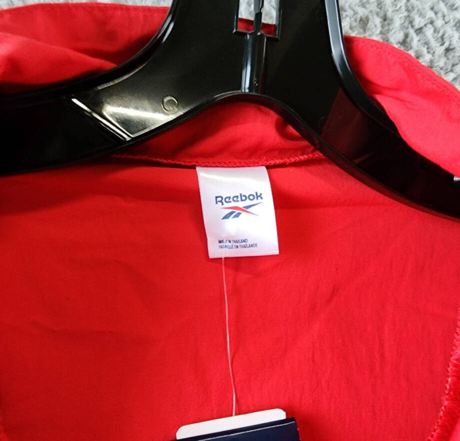 Reebok Retro Colorblocked Quarter-Zip Popover Men's L Vector Red Kangaroo Pocket