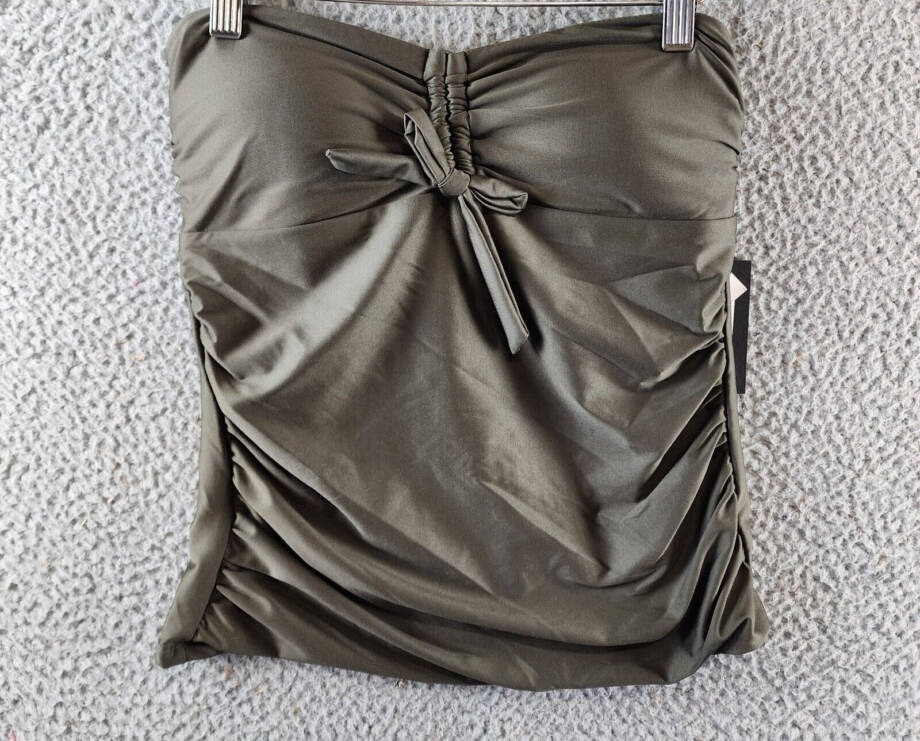 DKNY Bandeau Bow Tankini Top Women's XS Moss Solid Sleeveless Pullover