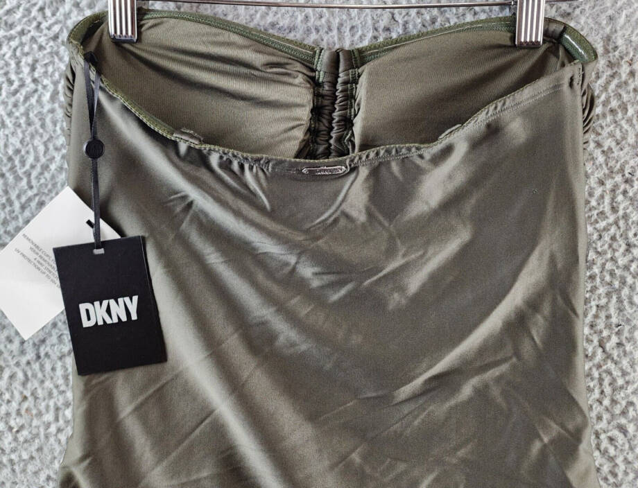 DKNY Bandeau Bow Tankini Top Women's XS Moss Solid Sleeveless Pullover