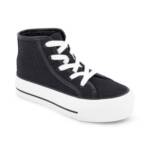 DKNY Katie Tall High Top Sneaker Little & Big Girls 12M Black/White Lace Up/Zip