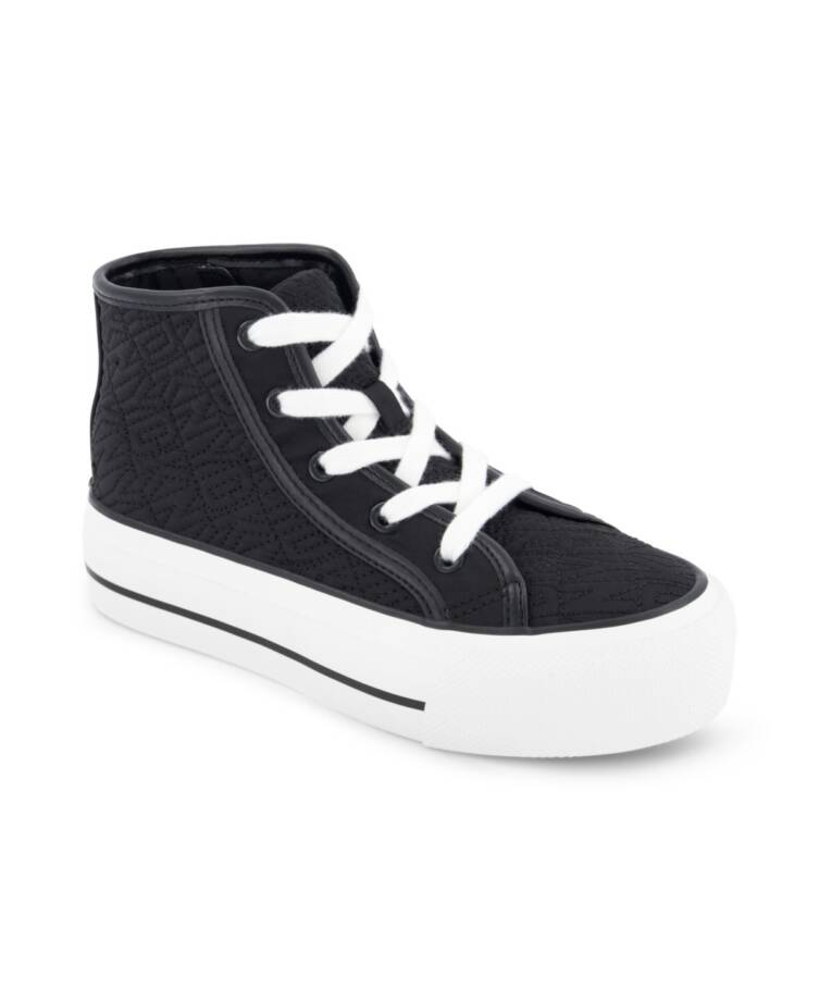 DKNY Katie Tall High Top Sneaker Little & Big Girls 12M Black/White Lace Up/Zip