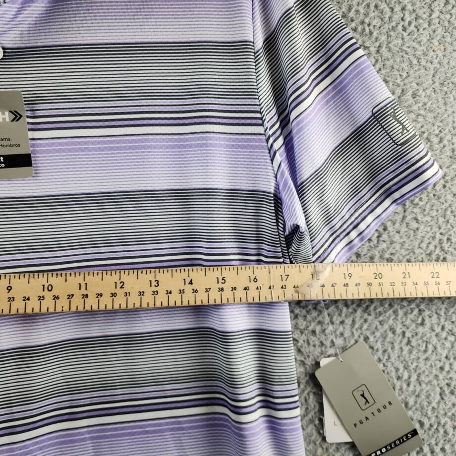Pga Tour Linear Energy Textured Performance Golf Polo Shirt Men's S Iron Gate