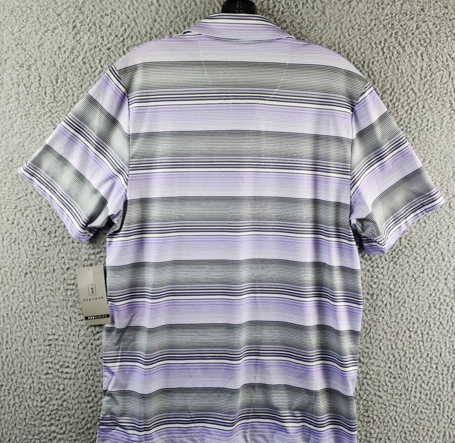Pga Tour Linear Energy Textured Performance Golf Polo Shirt Men's S Iron Gate