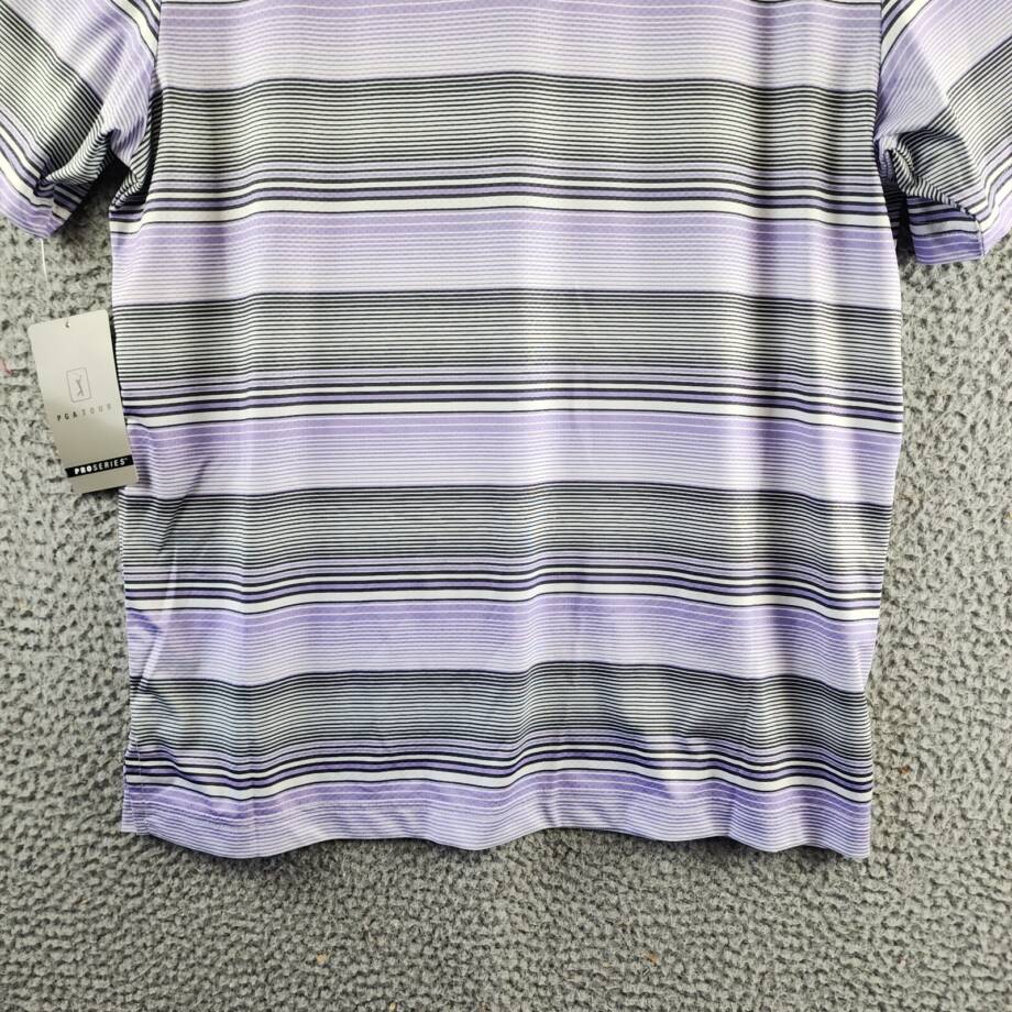 Pga Tour Linear Energy Textured Performance Golf Polo Shirt Men's S Iron Gate