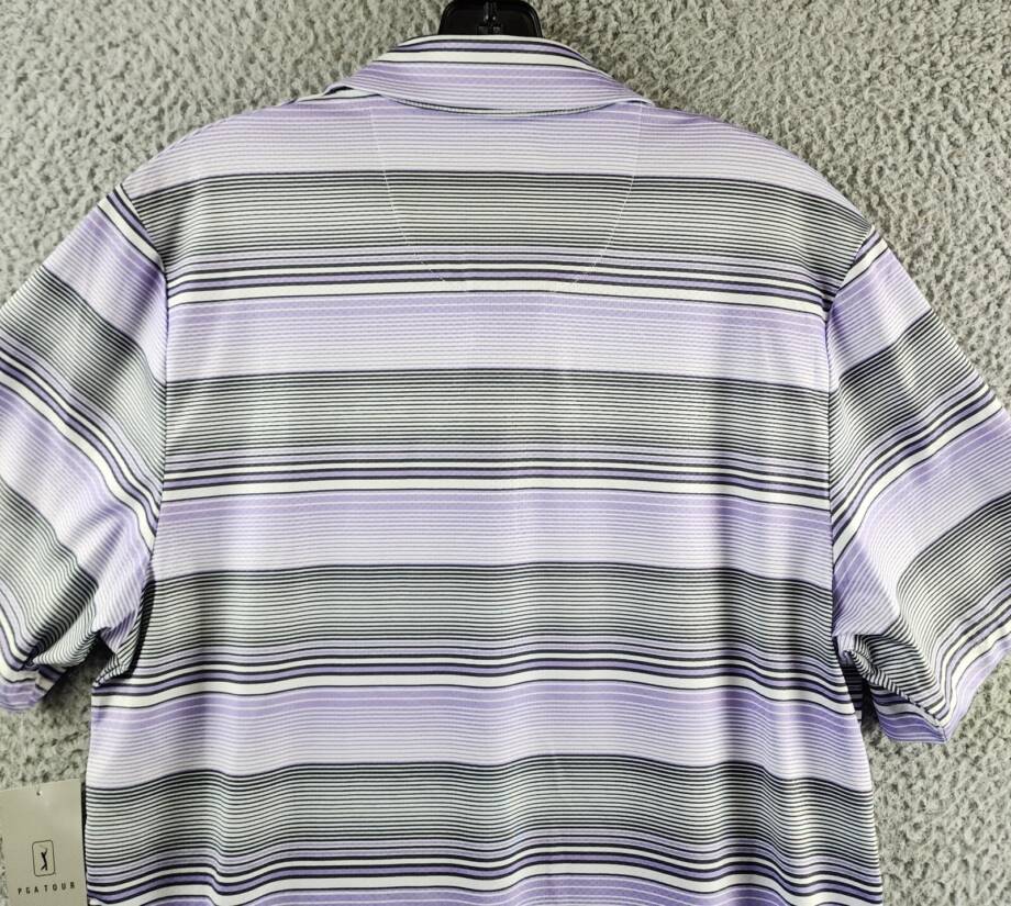 Pga Tour Linear Energy Textured Performance Golf Polo Shirt Men's S Iron Gate