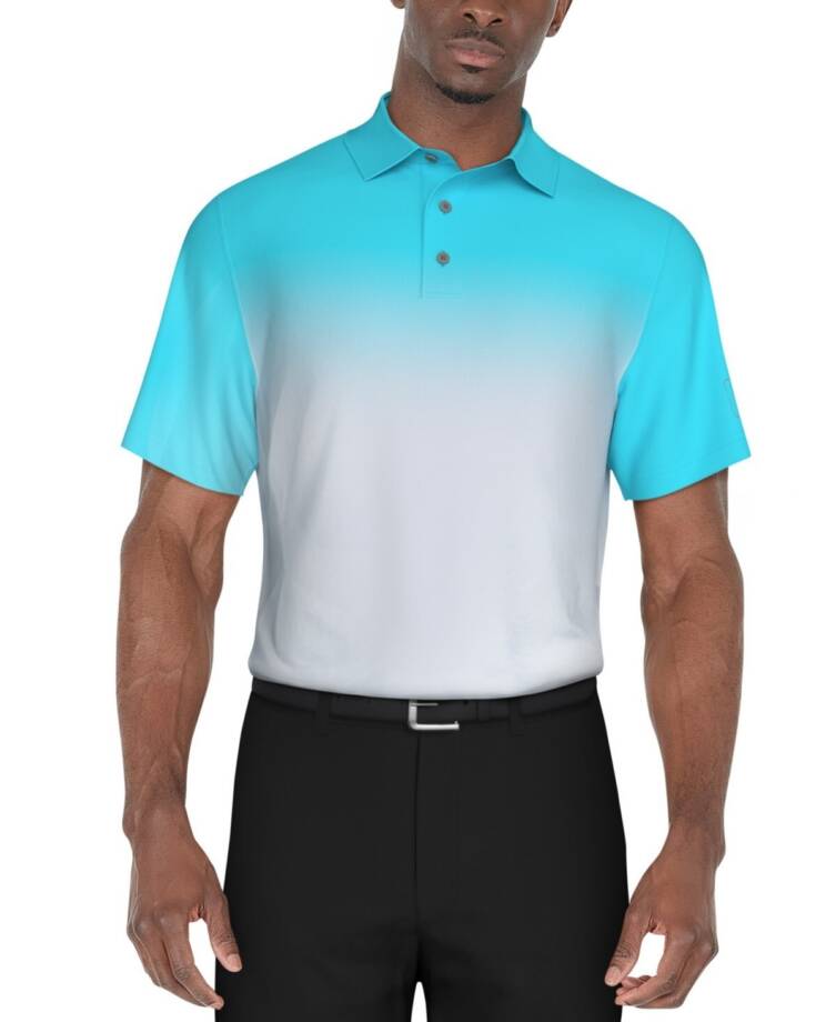 Pga Tour Classic-Fit Performance Ombre Golf Polo Shirt Men's M Blue Curacao