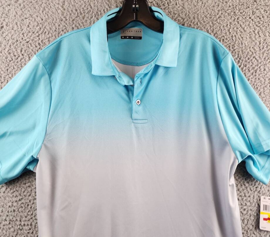Pga Tour Classic-Fit Performance Ombre Golf Polo Shirt Men's M Blue Curacao