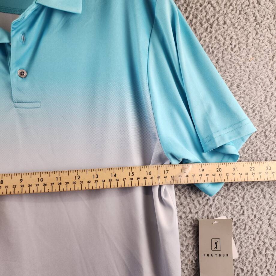 Pga Tour Classic-Fit Performance Ombre Golf Polo Shirt Men's M Blue Curacao