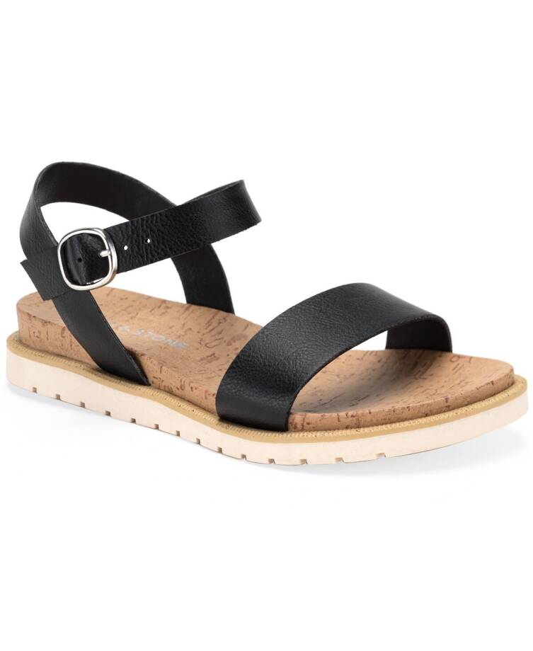 Sun + Stone Madie Sandals Little Girls 12M Black Open Toe Adjustable Strap